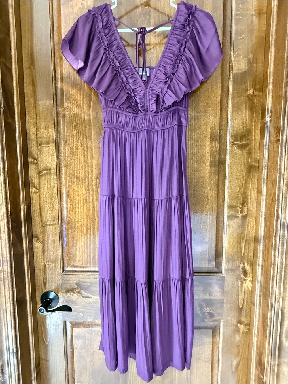 Anthropologie Purple Ruffle-Tier Maxi Dress